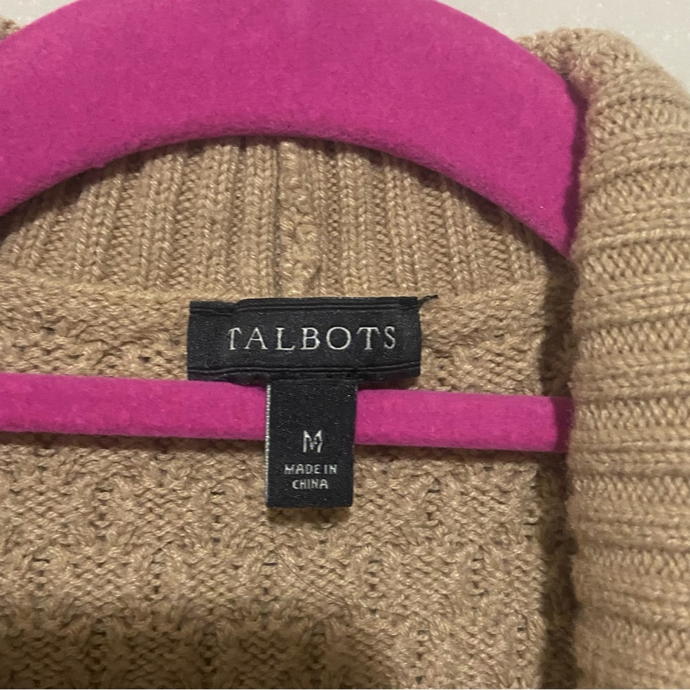 Talbots Beige Knit Open Front Cardigan Sweater Medium - Picture 3 of 8